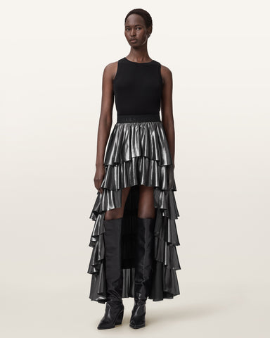 Cavarly Metallic Maxi Skirt