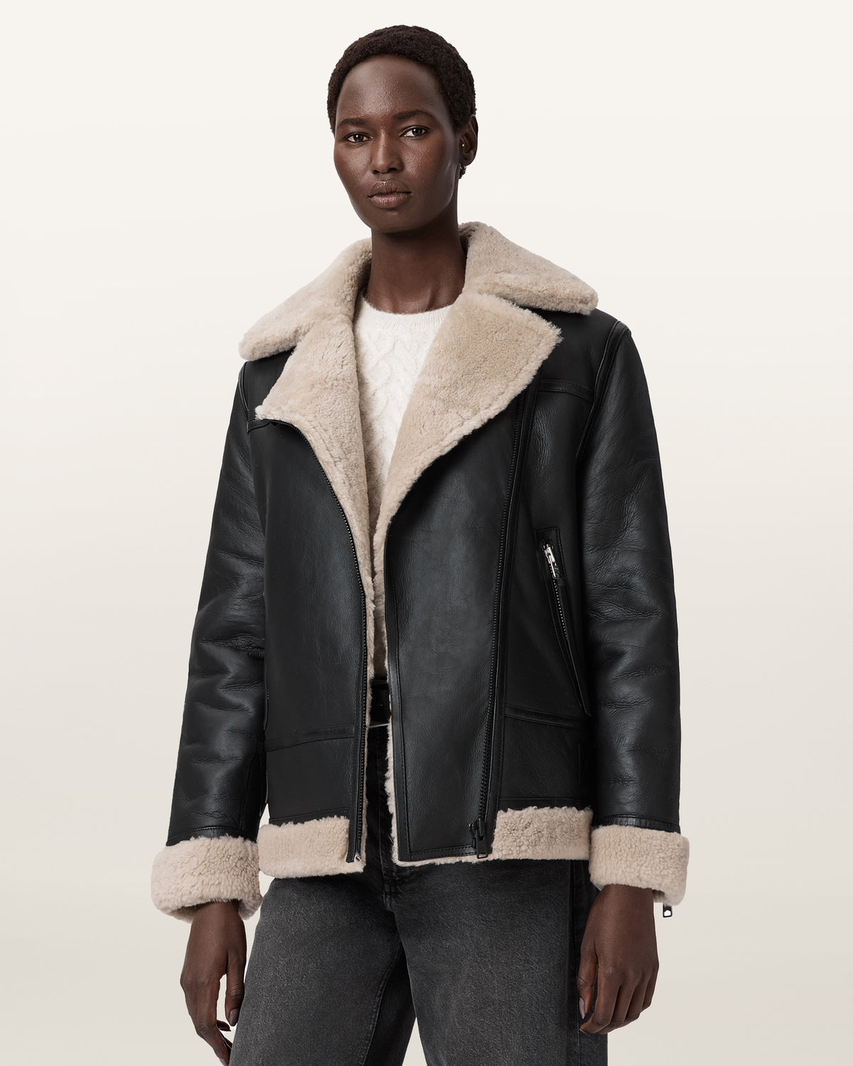 Sola Shearling Biker Jacket