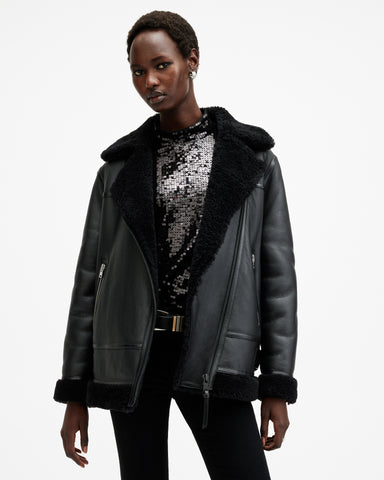 Sola Shearling Biker Jacket