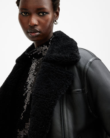 Sola Shearling Biker Jacket