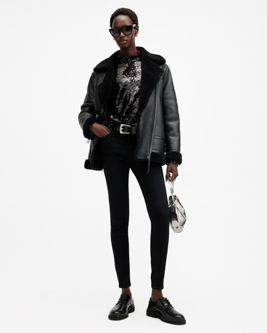 Sola Shearling Biker Jacket