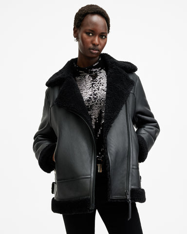 Sola Shearling Biker Jacket