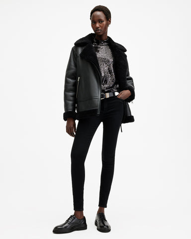 Sola Shearling Biker Jacket