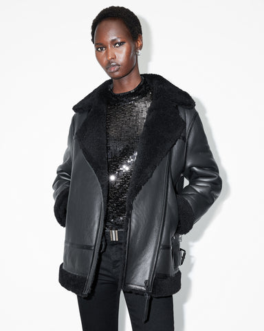 Sola Shearling Biker Jacket