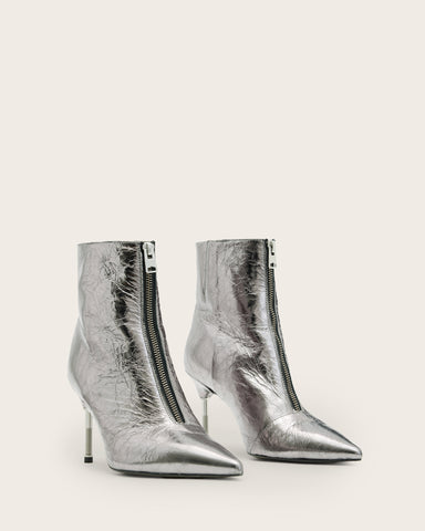 Natasha Pointed Metallic Leather Boots