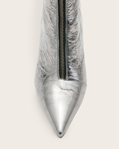 Natasha Pointed Metallic Leather Boots