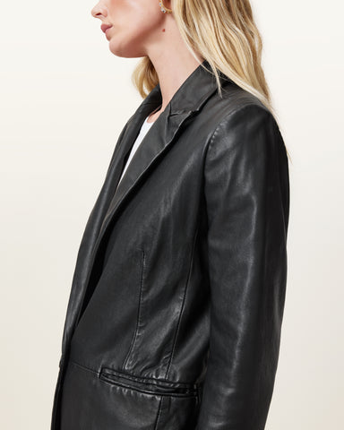 Deri Single Breasted Leather Blazer