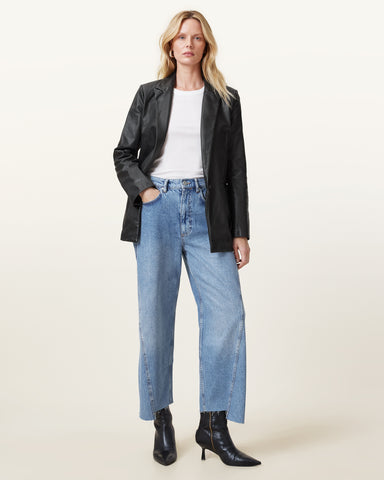 Deri Single Breasted Leather Blazer