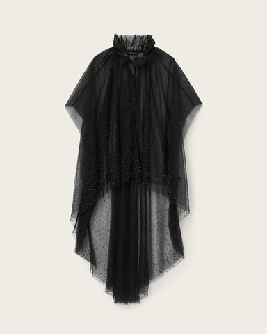 Sez Embellished Tulle Cape