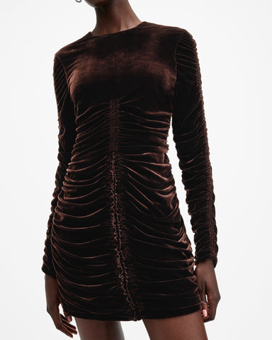 Eris Ruched Velvet Mini Dress
