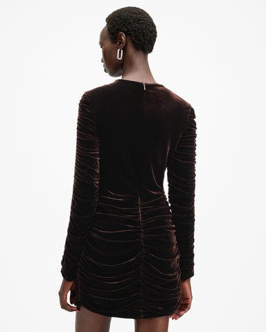 Eris Ruched Velvet Mini Dress