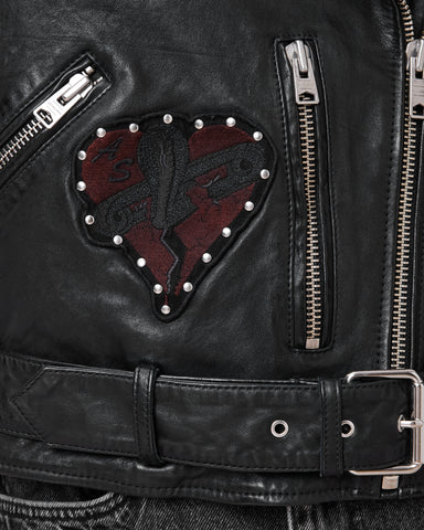 College Leather Biker Jacket