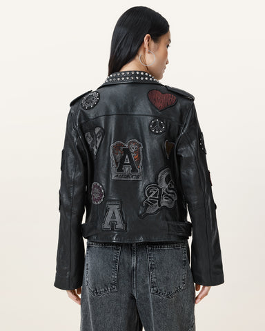 College Leather Biker Jacket