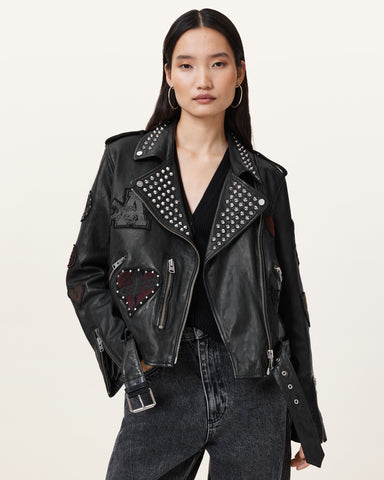 College Leather Biker Jacket