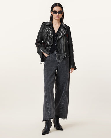 College Leather Biker Jacket