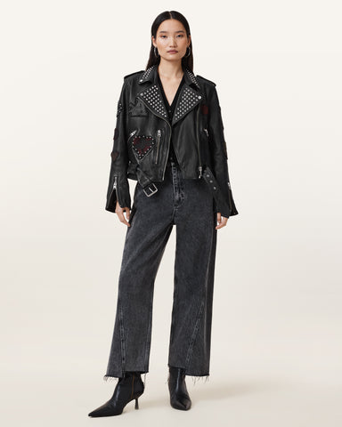 College Leather Biker Jacket