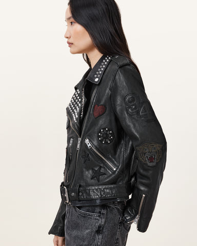 College Leather Biker Jacket