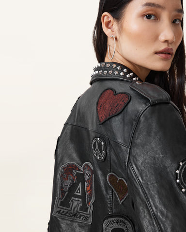 College Leather Biker Jacket
