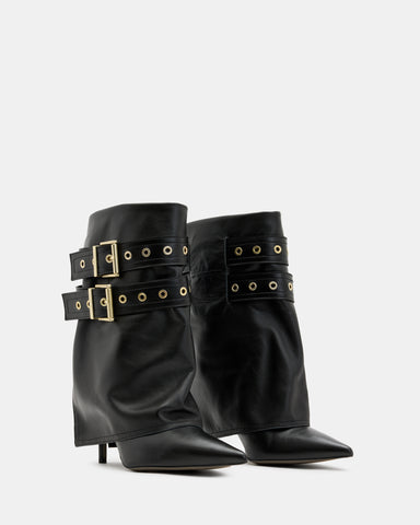 Dua Fold-Over Buckle Leather Boots