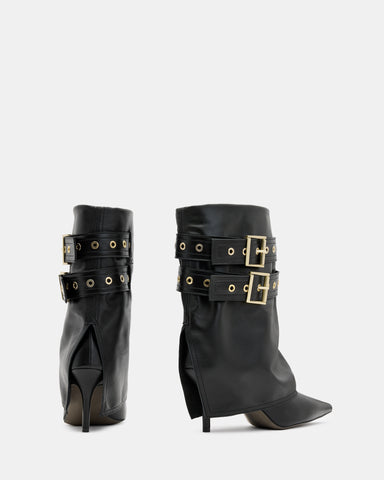 Dua Fold-Over Buckle Leather Boots