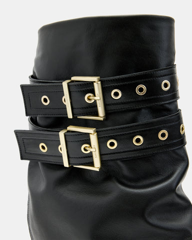 Dua Fold-Over Buckle Leather Boots
