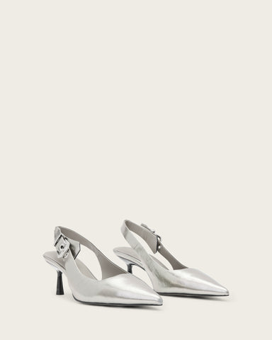 Idiya Metallic Leather Slingback Heels