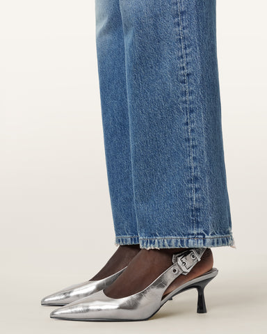 Idiya Metallic Leather Slingback Heels