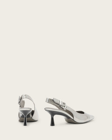 Idiya Metallic Leather Slingback Heels