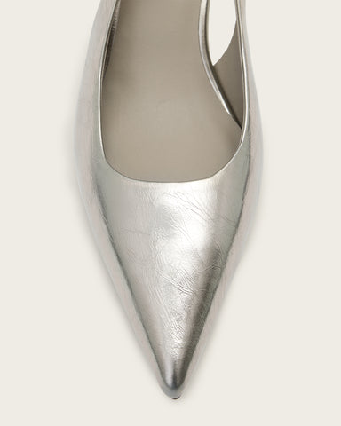 Idiya Metallic Leather Slingback Heels