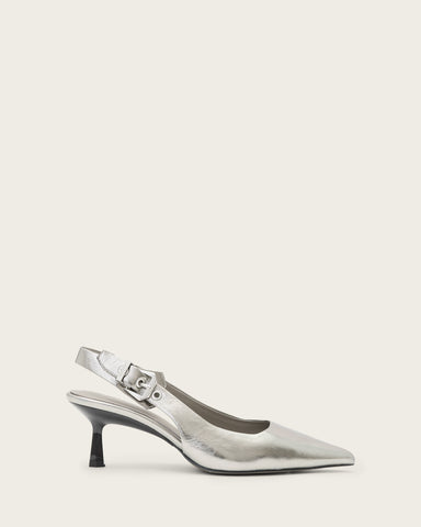 Idiya Metallic Leather Slingback Heels