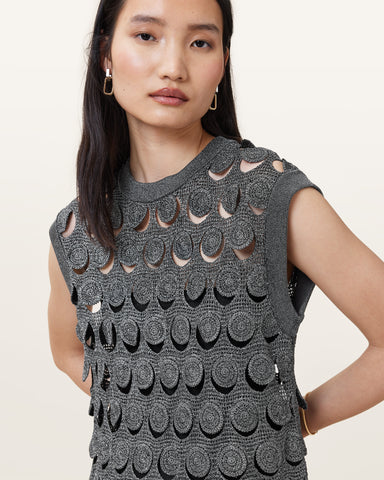 Iris Crochet Metallic Mini Dress