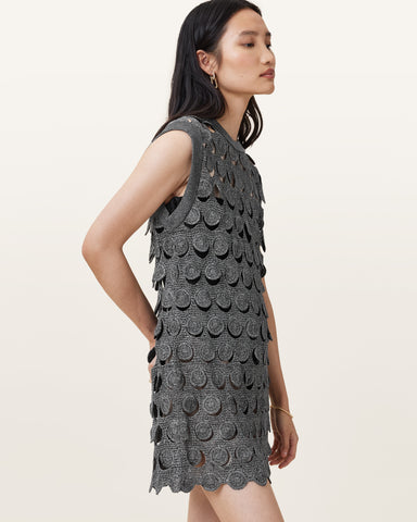 Iris Crochet Metallic Mini Dress