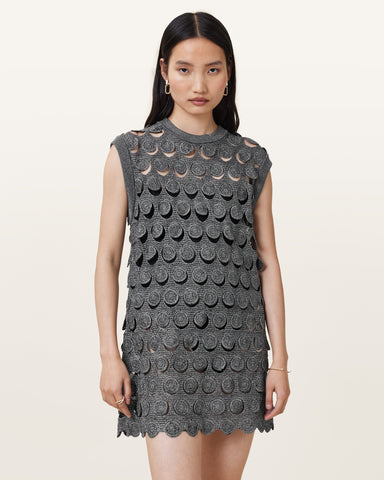 Iris Crochet Metallic Mini Dress
