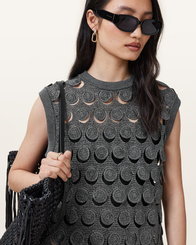 Iris Crochet Metallic Mini Dress