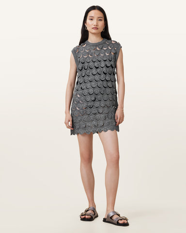 Iris Crochet Metallic Mini Dress