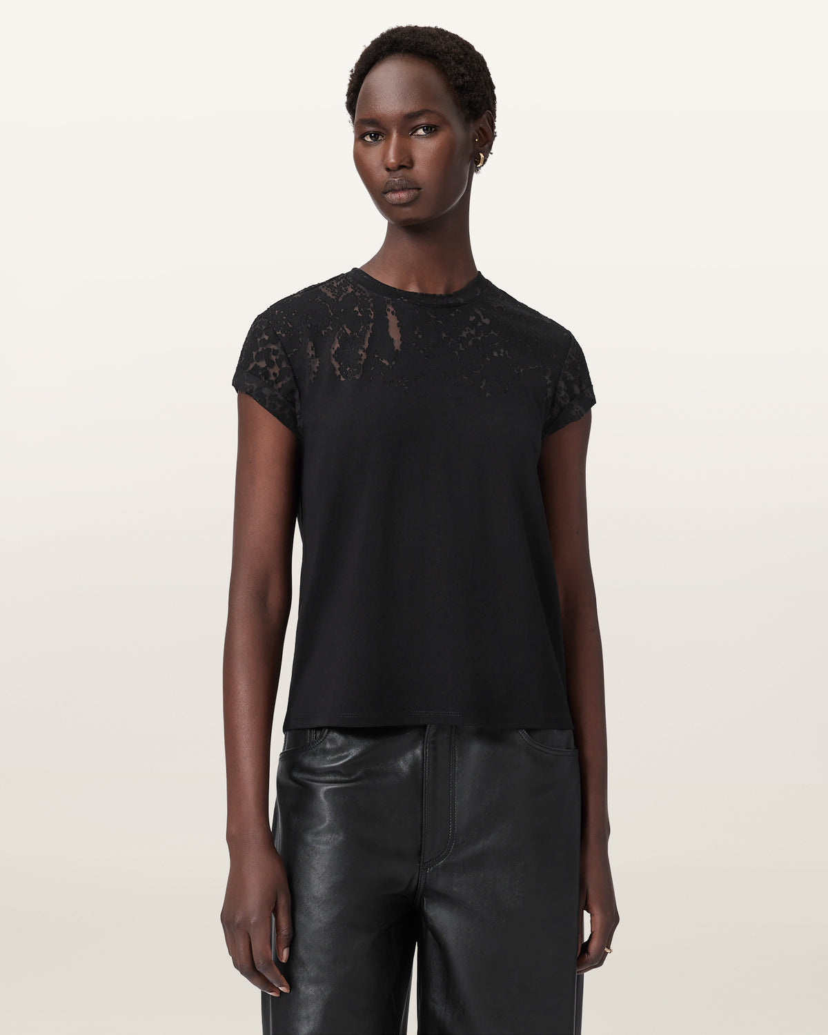 Anna Snake Print Devore T-Shirt