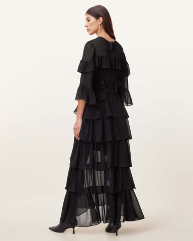 Nat Ruffled High Low Maxi Dress