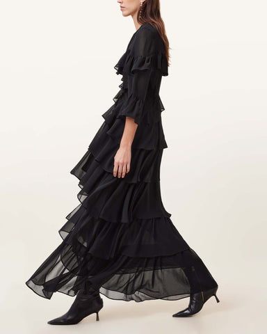 Nat Ruffled High Low Maxi Dress
