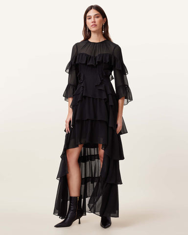 Nat Ruffled High Low Maxi Dress