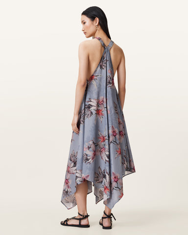 Lil Asymmetric Floral Print Midi Dress