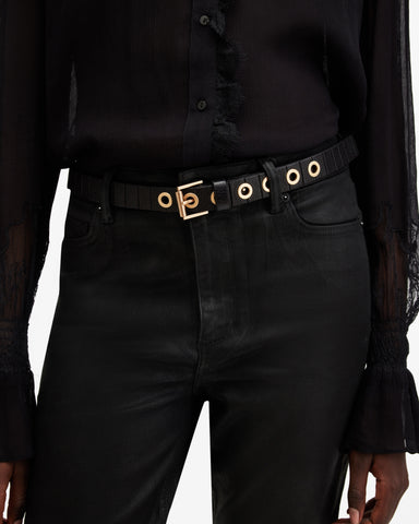 Kylin Skinny Leather Eyelet Belt