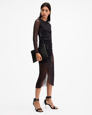 Nora Ruched Sparkle Midi Dress