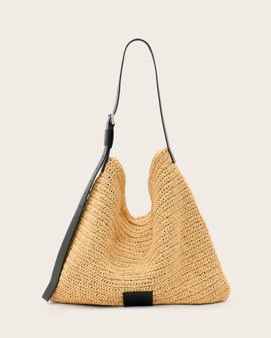 Asha Woven Straw Hobo Shoulder Bag