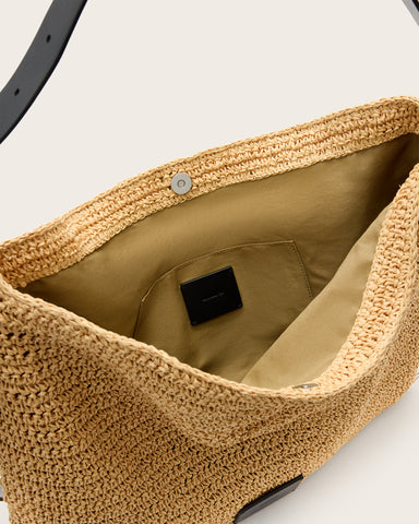 Asha Woven Straw Hobo Shoulder Bag