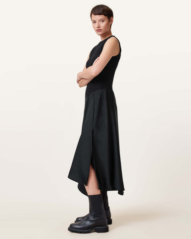Pia Asymmetric Satin Dress