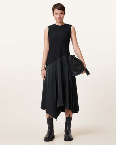 Pia Asymmetric Satin Dress