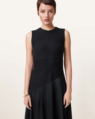 Pia Asymmetric Satin Dress