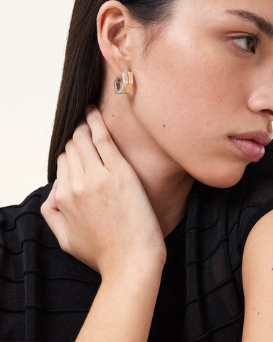 Rue Hexagon Two Tone Earrings