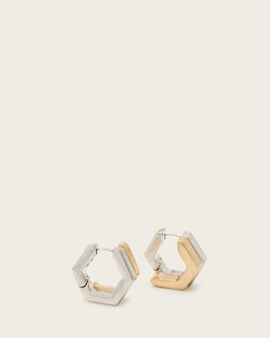 Rue Hexagon Two Tone Earrings