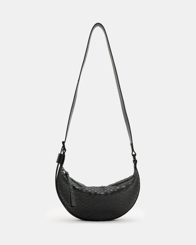 Half Moon Snake Effect Leather Bag